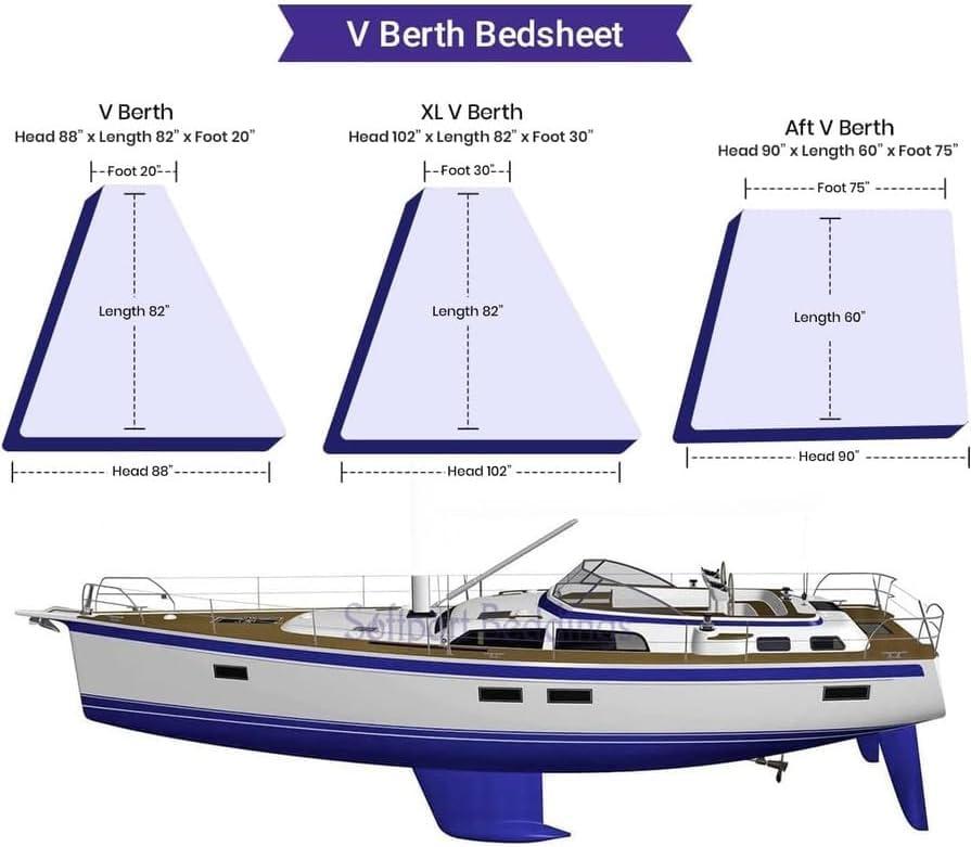 World Bedding World Bedding White XL V Berth Mattress Protector for Boat 100% Waterproof Fitted Style Mattress Pad Cover Fits Upto 12 Inch Deep Pocket Mattress, Ultra Soft Terry Cotton Washable Mattress Cover