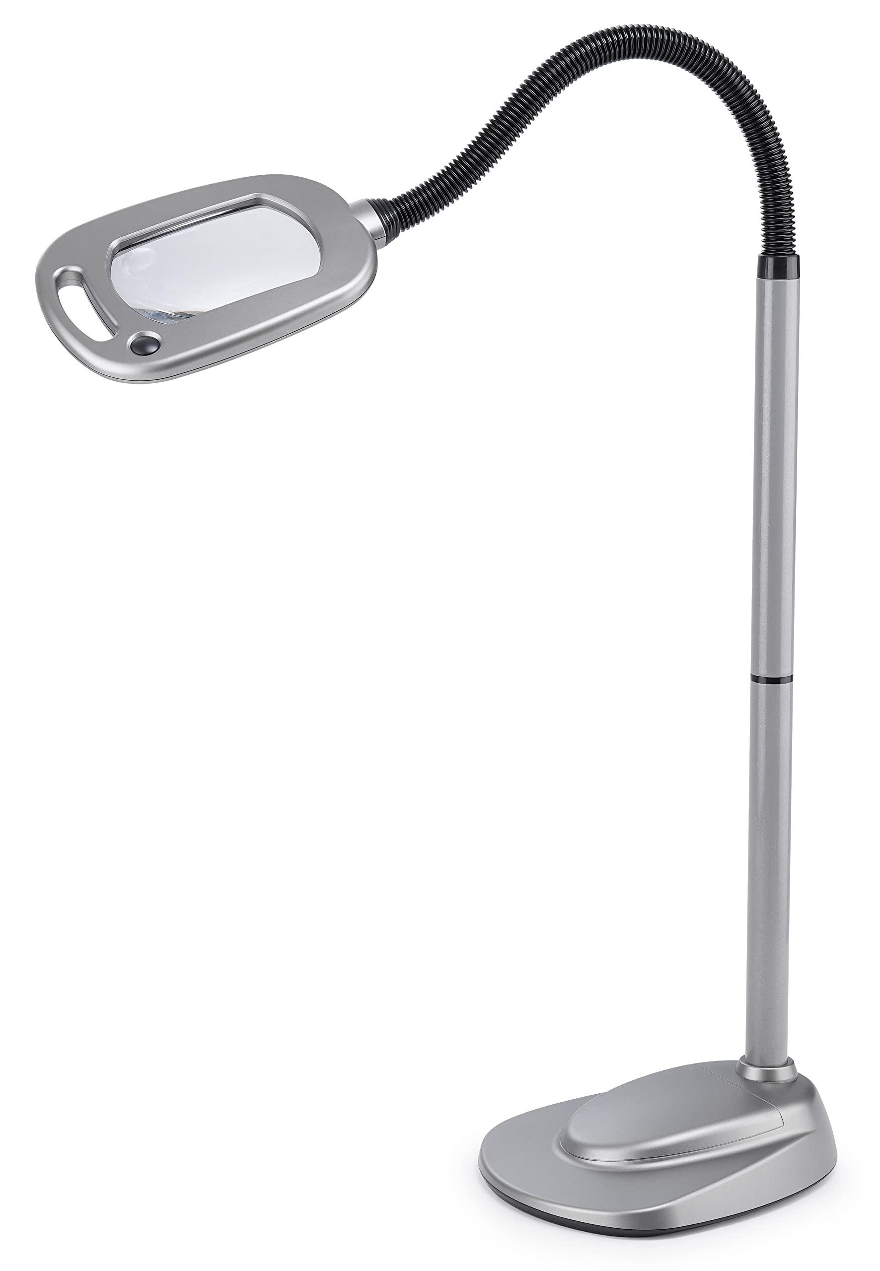 LIGHT IT! LIGHT IT! By Fulcrum, 20072-401 MultiFlex LED Floor Magnifier Lamp, Silver, Single pack