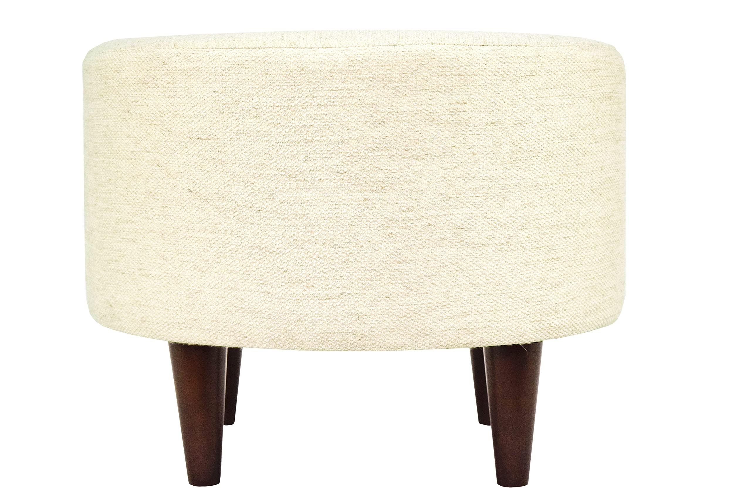 MJL Furniture Designs MJL Furniture Designs Sophia Round Ottoman Foot Rest for Couch, Upholstered & Padded Vanity Stool, Ideal for Entryway, Living Room, Bedroom, Reading Nook and Home Office, Ivory