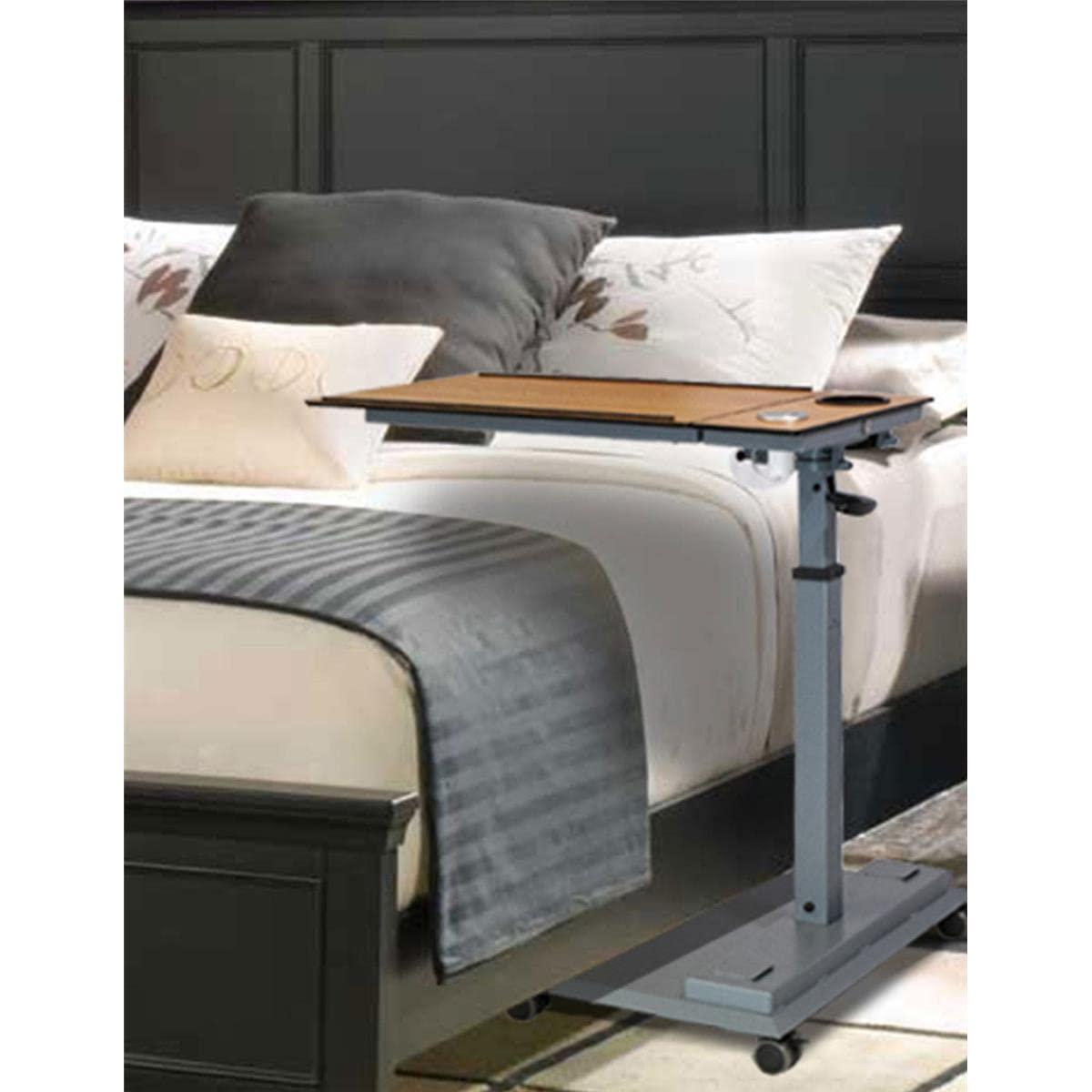 WiseLift WiseLift Table  360 Swivel  Up to 45 Tilt  Height Adjustable  Built-in Cup Holder and 3 USB Charging Ports (Wood)