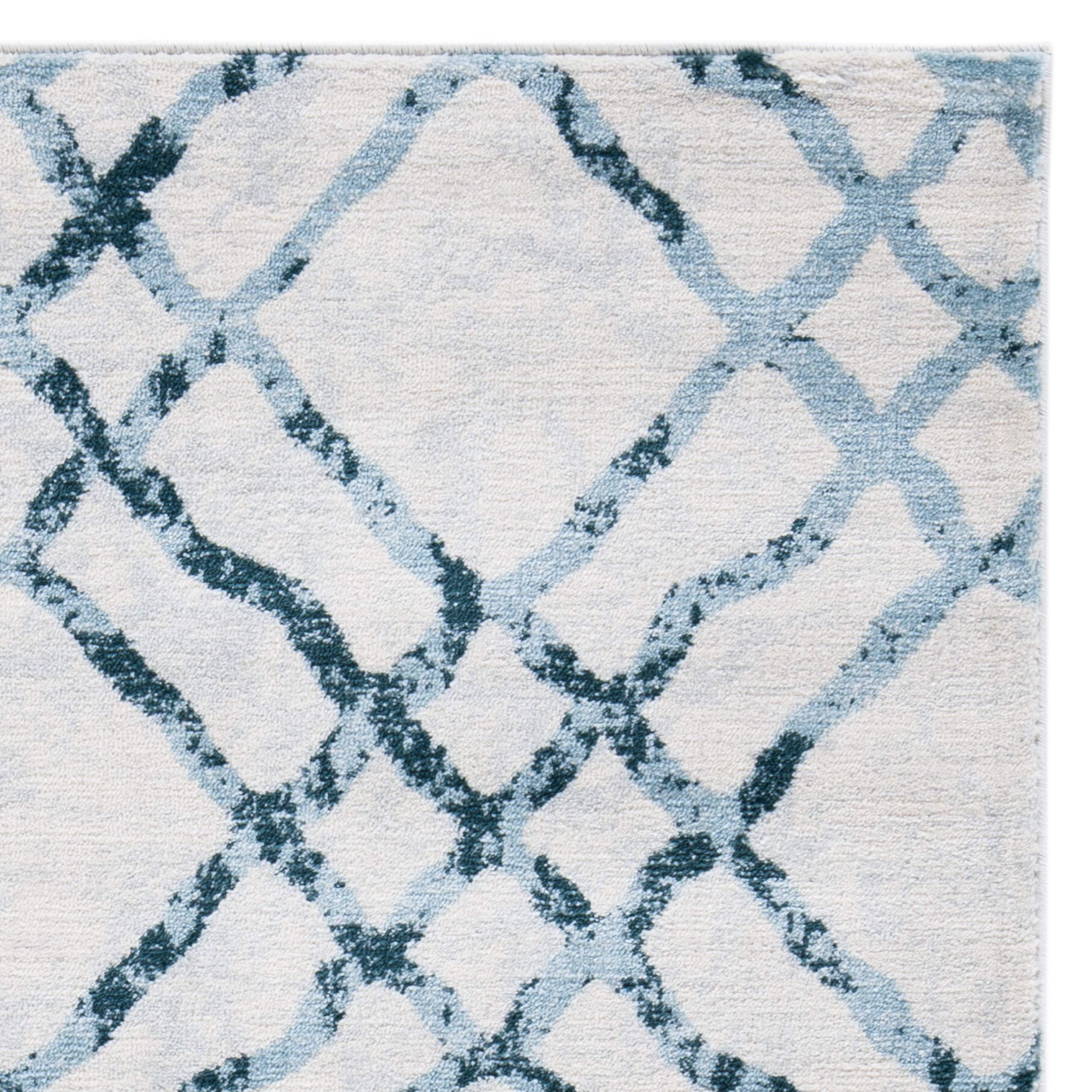 Safavieh SAFAVIEH Isabella Collection Area Rug - 8' x 10', Ivory & Turquoise, Trellis Design, Non-Shedding & Easy Care, Ideal for High Traffic Areas in Living Room, Bedroom (ISA957A)