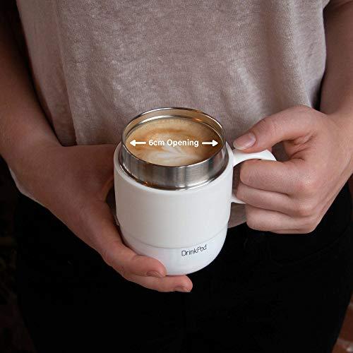 DRINKPOD DrinkPod Stainless Steel Vacuum Insulated Leak-Proof Drinkpod Capsule Flask 6 Hours Hot 24 Hours Cold, Satin, 0.28 Litre