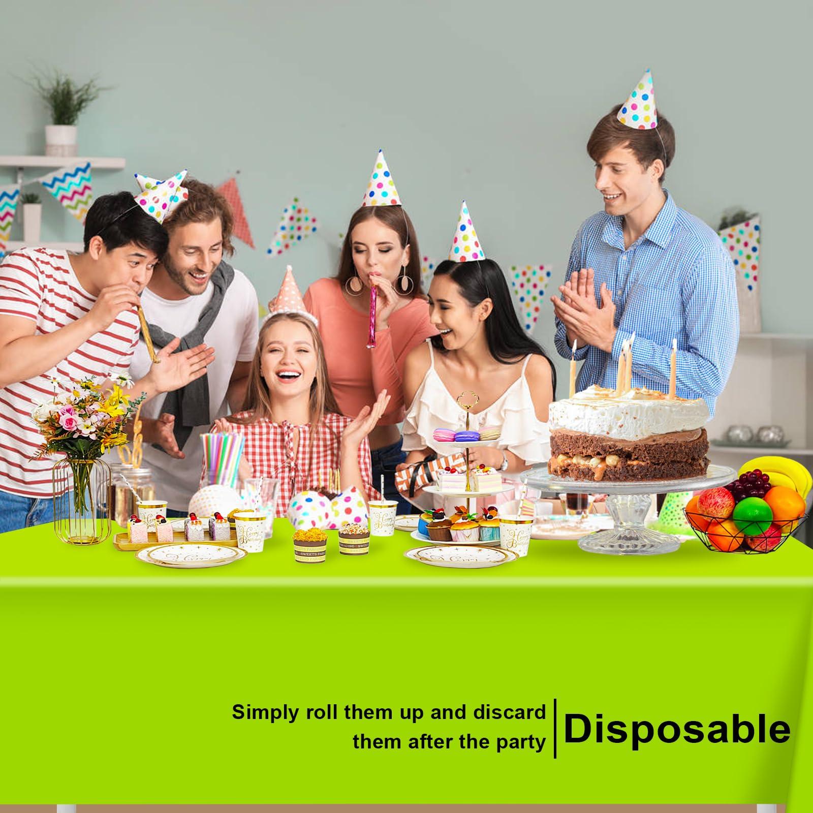 LIKAJON LIKAJON 3 Pack Lime Green Tablecloth, Rectangular Plastic Table Cloths for Parties Disposable, 54x108 in Waterproof Tablecloth for Birthday Party Baby Shower Picnic Valentines