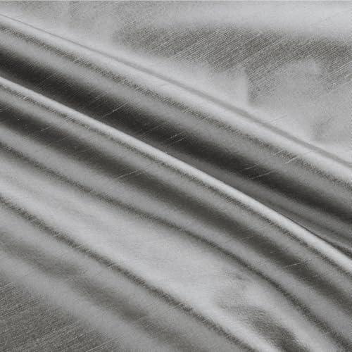 TWOPAGES TWOPAGES 100% Dupioni Silk Window Curtain Panel for Living Room 84 Inches Long Pinch Pleated Drape for Bedroom, 1 Panel, 52W x 84L Inch, Silver Gray