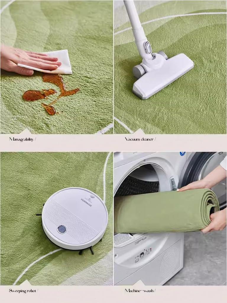 Lxdecao Ombre Emerald Green Grey Irregular Shape Modern Abstract Area Rug 10x12 Soft Wool Aesthetic Rugs for Livingroom Bedroom Diningroom Lux Home Office Art Decor Carpets