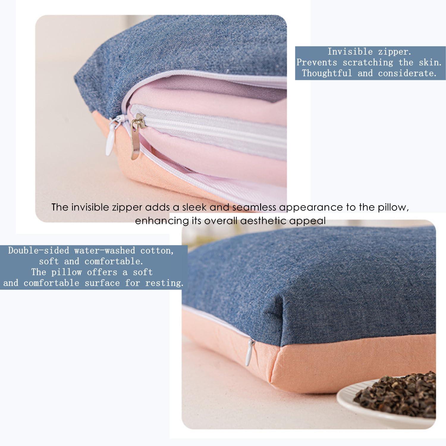 OvOHapia OvOHapia Japanese Buckwheat Pillows, Japanese Buckwheat Pillows for Sleeping, Comfy Comfy Buckwheat Pillow (Blue,21 * 11in)