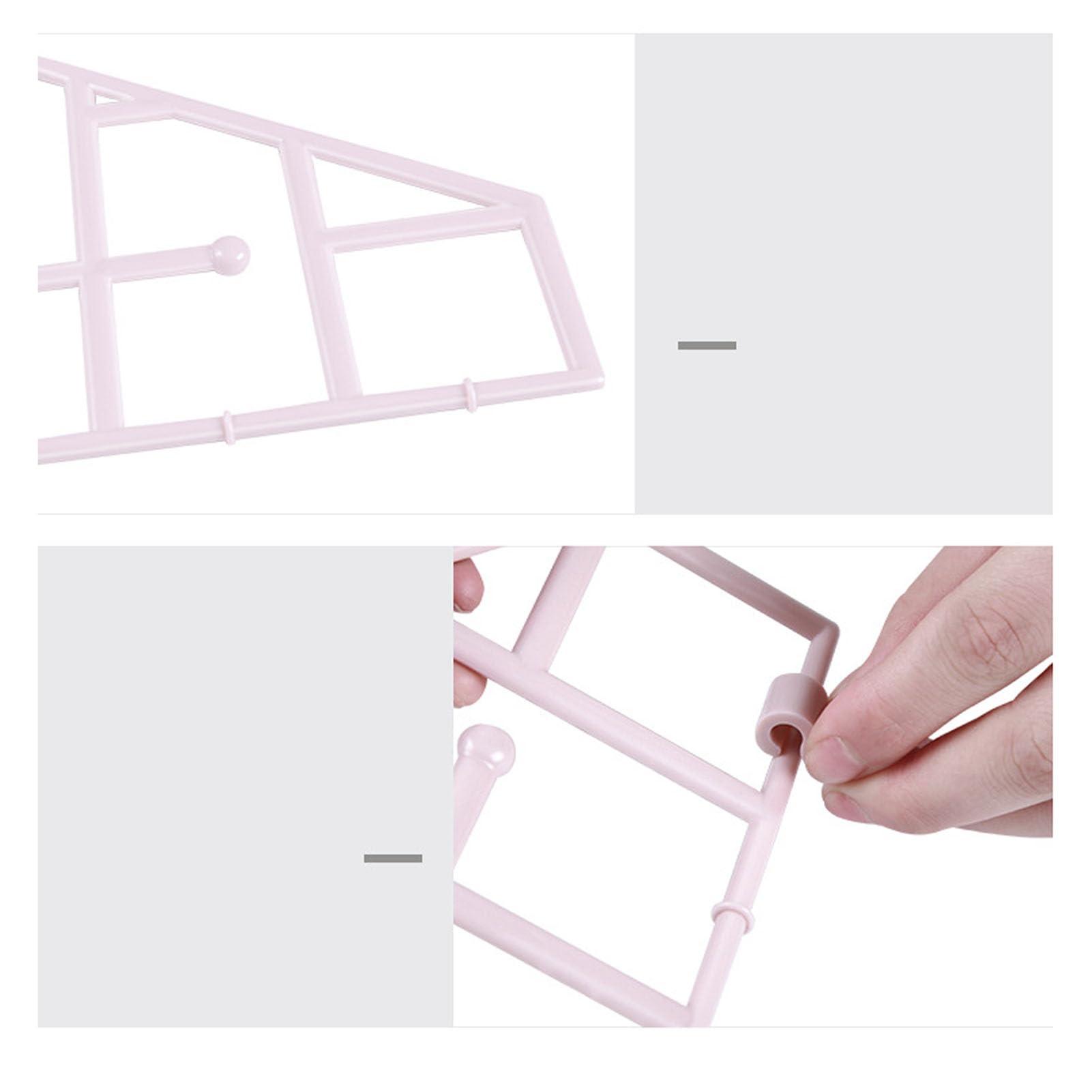 Yuezhongoo Yuezhongoo Hanging Closet Organizer, 3 Tier Pink Closet Shelves Plastic Closet Shelf Closet Organizers and Storage for Clothing Sweaters Shoes Handbags