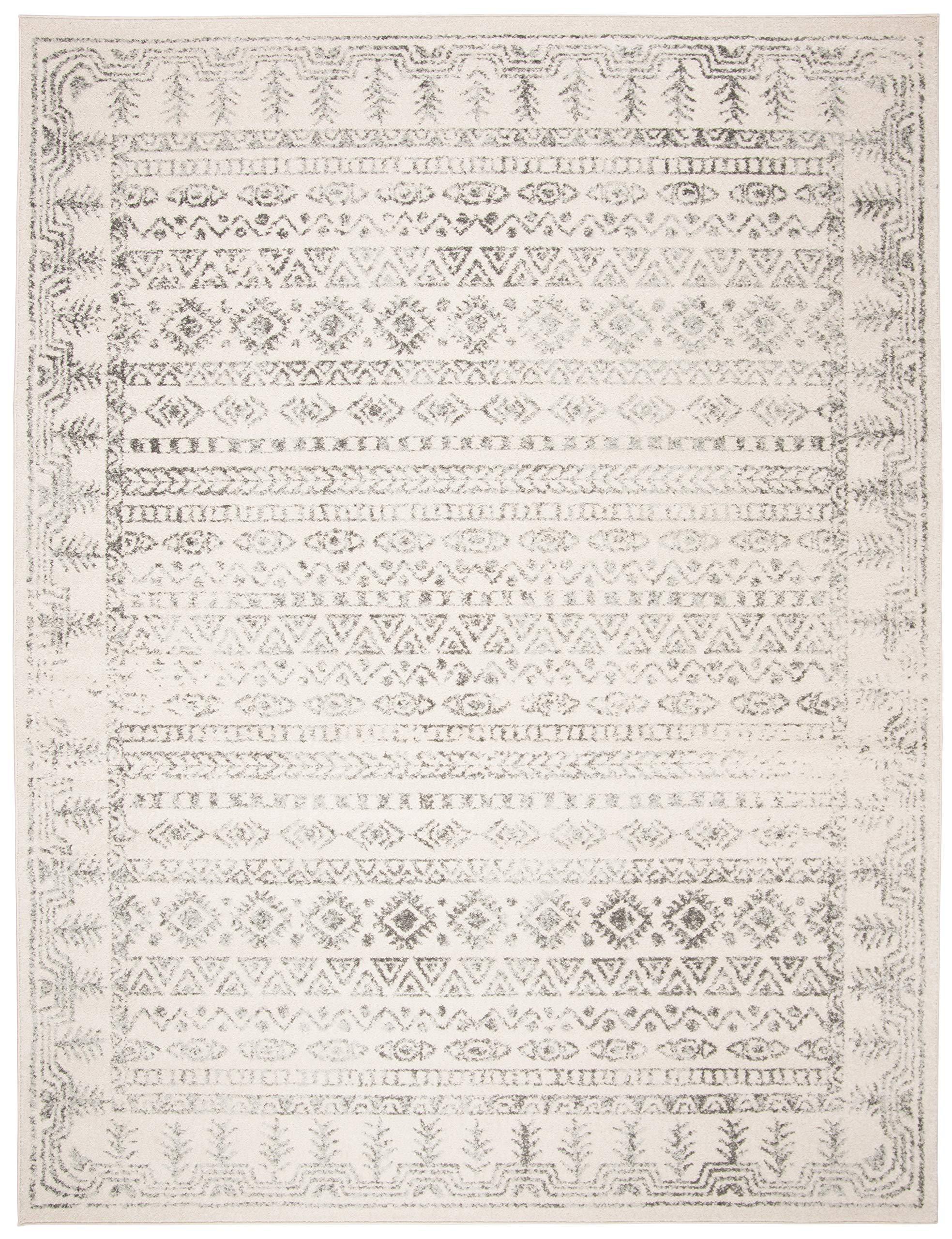 Safavieh SAFAVIEH Tulum Collection Area Rug - 8\' x 10\', Ivory & Grey, Moroccan Boho Distressed Design, Non-Shedding & Easy Care, Ideal for High Traffic Areas in Living Room, Bedroom (TUL271A)