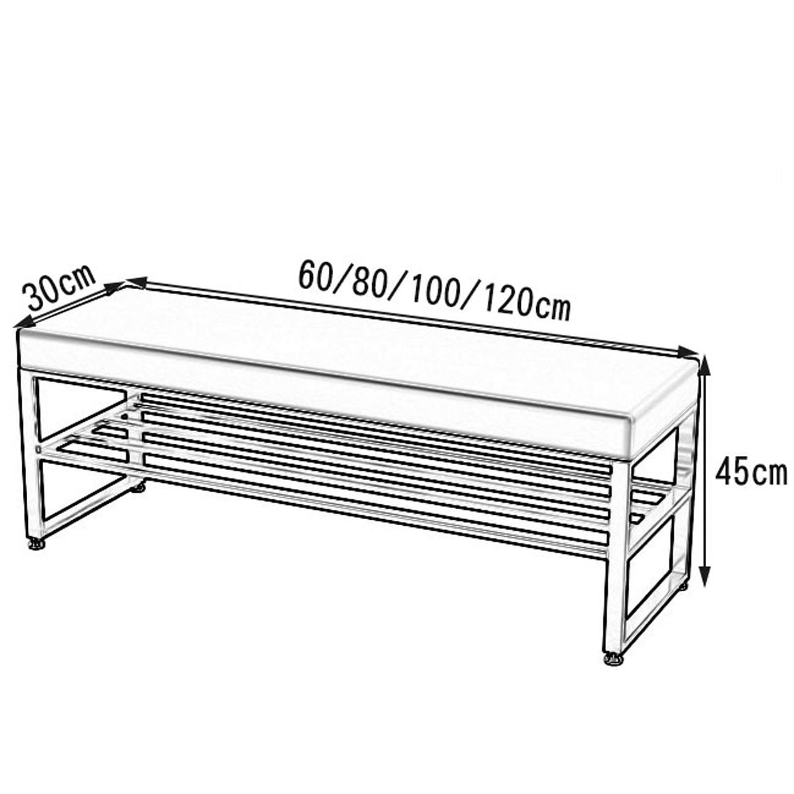 HomeLoft Basics Shoe Storage Bench Entryway Bench Faux Leather Shoe Bench 2 Tier Upholstered Bench with Storage Shelf Long Bench Metal Frame