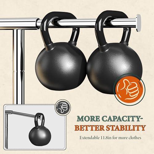 Raybee Raybee Heavy Duty Clothes Rack, Clothing Rack Load 485 LBS, Metal Garment Rack, Rolling Clothes Racks for Hanging Clothes, Portable Clothes Rack with Sturdy Wheels