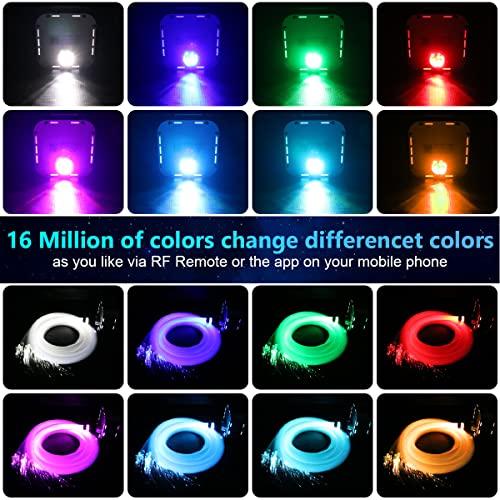 AMKI AMKI High Brightness 32W Twinkle 800pcs Fiber Optic Starlight Headliner Kit 0.03in 9.8ft+13.1ft Fiber Strands RGBW Sound Activated APP Remote Control for Car Home Roof Ceiling Decoration