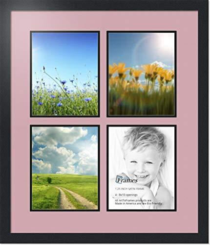 ArtToFrames ArtToFrames Collage Photo Frame Double Mat with 4-8x10 Openings with Satin Black Frame and Seashell mat.