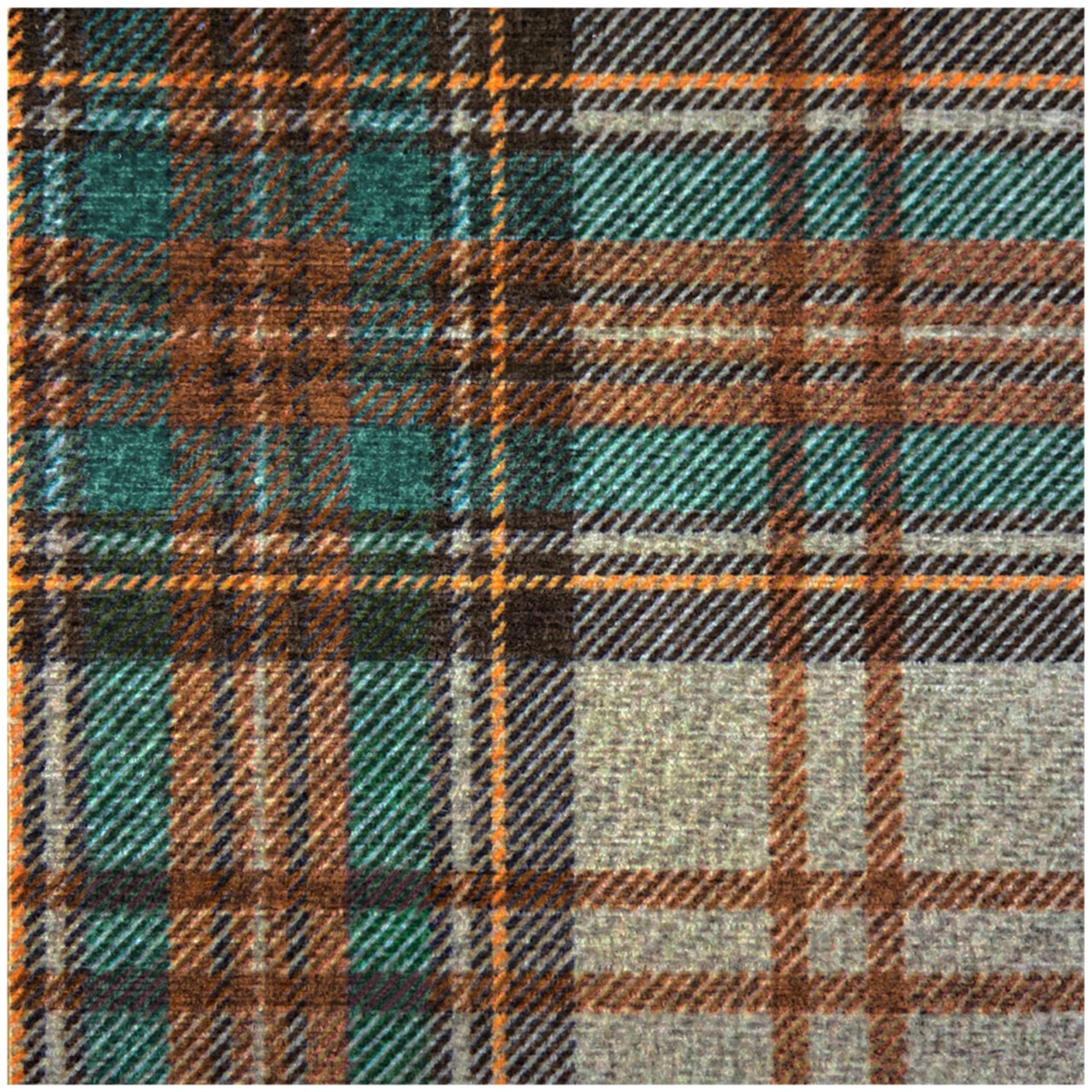 RUGGABLE Ruggable Washable 2x3 Area Rug, Plaid, Premium Winter Rugs for Living Room, Bedroom, Kitchen, Office, Classroom with Gripper Non Slip Pad, Dress Stewart Tartan Khaki