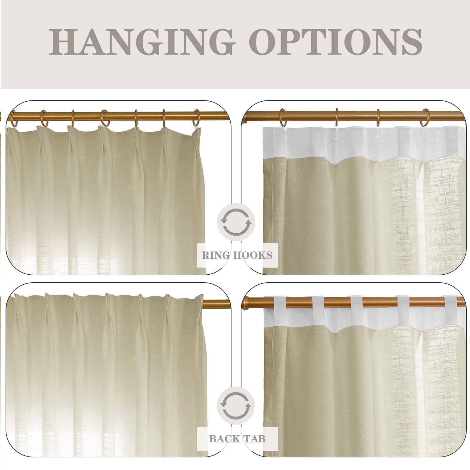 DotheDrape DotheDrape Pinch Pleated Curtains, Light Filtering Pinch Pleat Linen Curtains for Bedroom, Living Room, 72 Width 92 Inch Long 1 Panel, Beige