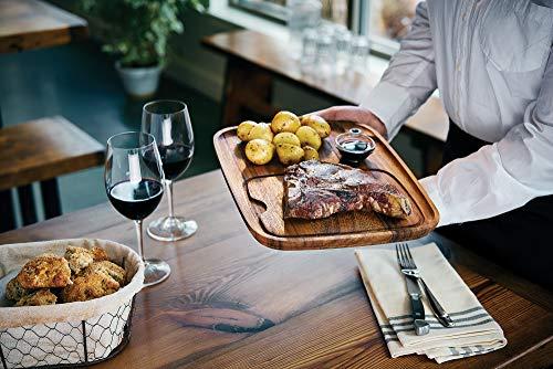 Ironwood Gourmet Ironwood Gourmet Fort Worth Steak Plate with Juice Channel, Acacia Wood 13 x 11 x 0.75 -inches & 28221 Appalachian Salt Cellar, Acacia Wood