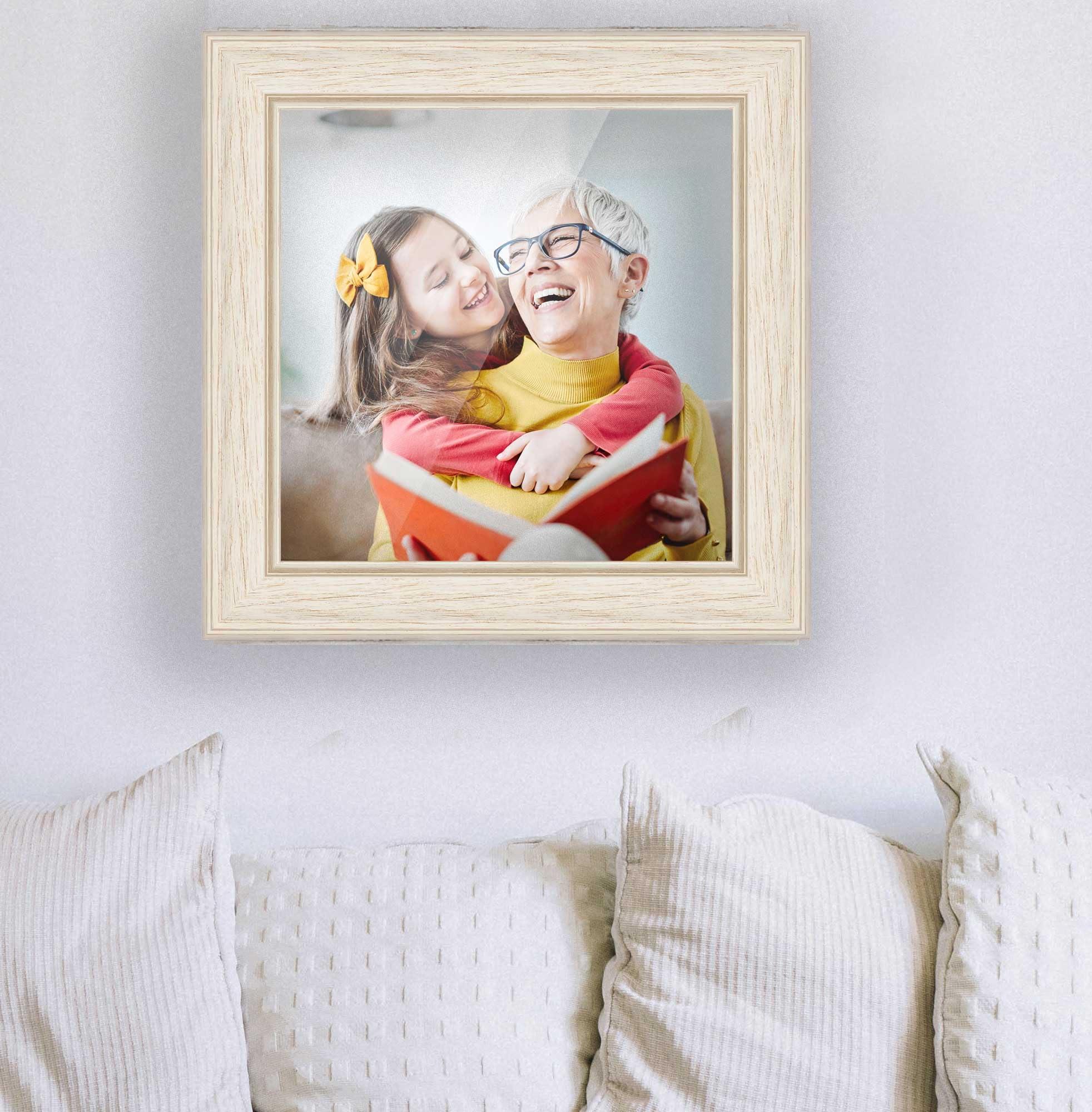 CustomPictureFrames.com 11x7 Frame White Wash Rustic Cream Picture Frame | 1.75 Inch Moulding Width | Complete with UV Acrylic Plexiglass, Foam Board Backing & Hanging Hardware