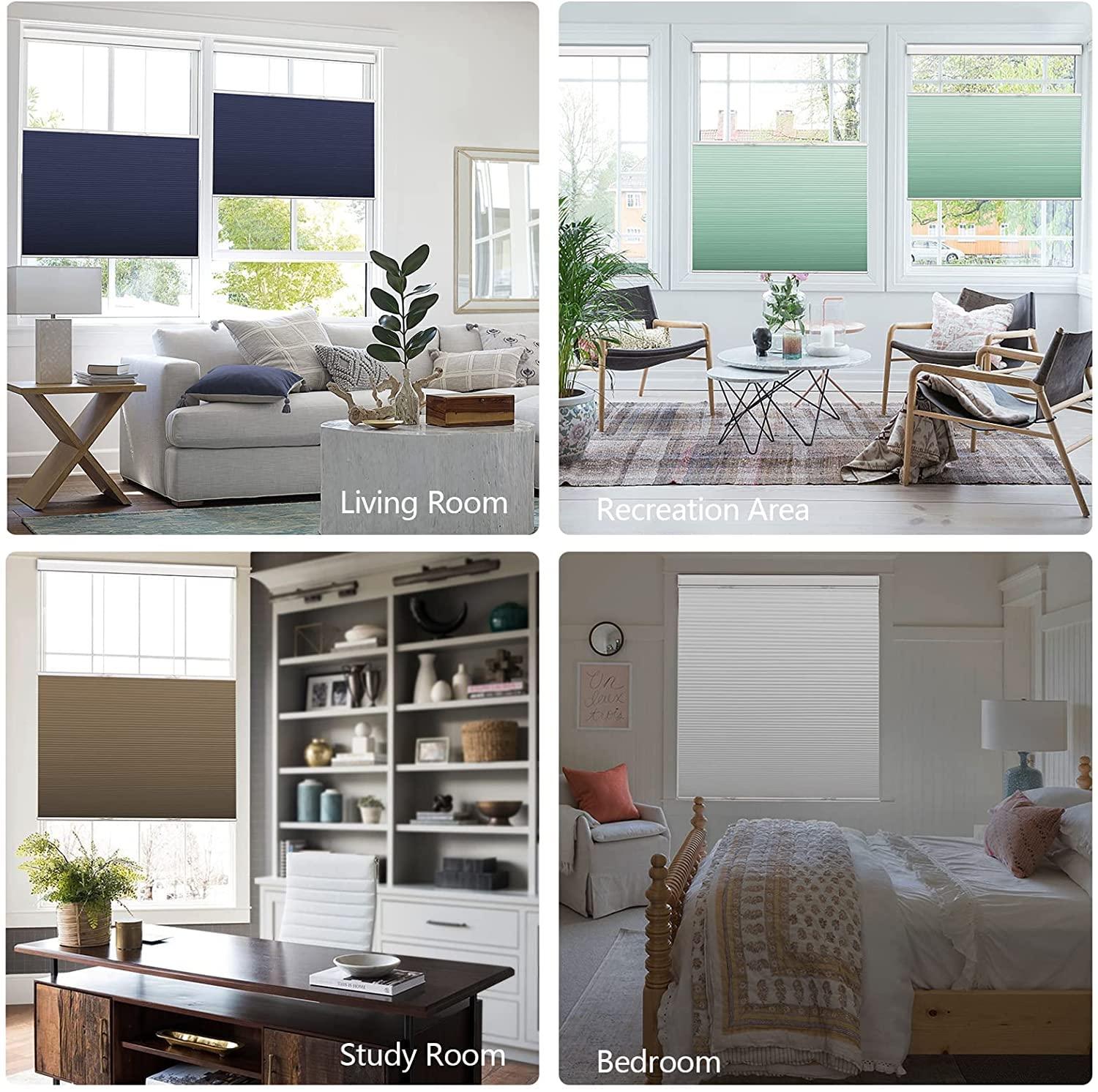 HOTSOON Top Down and Bottom Up Blackout Cellular Shades Cordless Honeycomb Shades HOTSOON Honeycomb Blinds for Windows Custom Cut to Size, White, 28" W x 56" H
