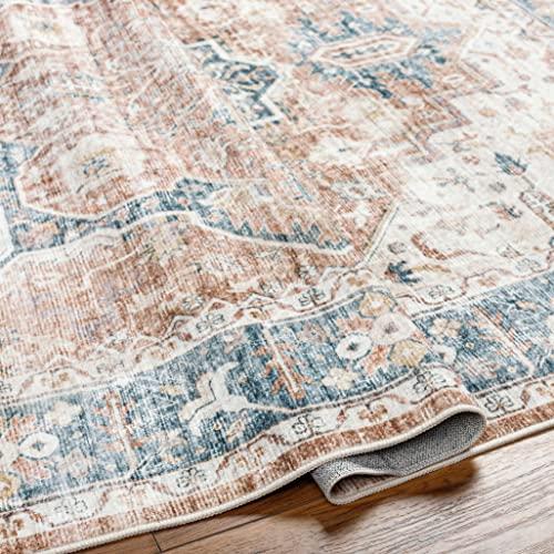 BoutiqueRugs BoutiqueRugs Adara Traditional Bordered Area Rug - Machine Washable - Dark Red, Blue, White - 2'7" x 4'