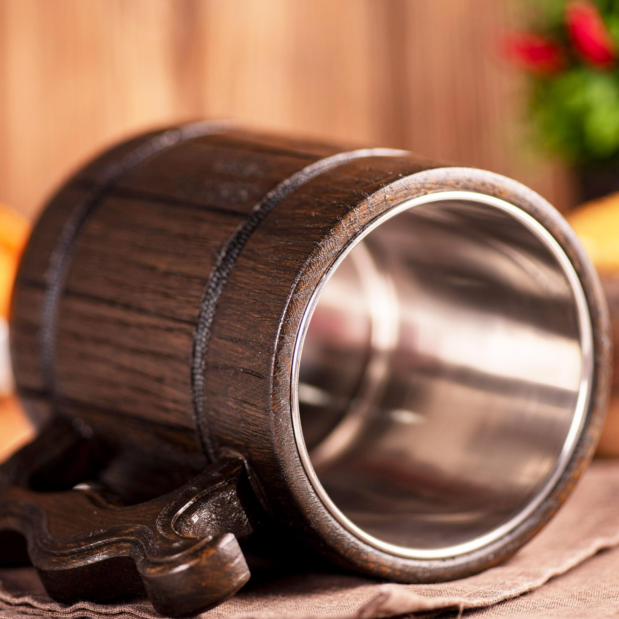 WildMugs DK Beer Mug, Personalized Stein, Wooden Tankard