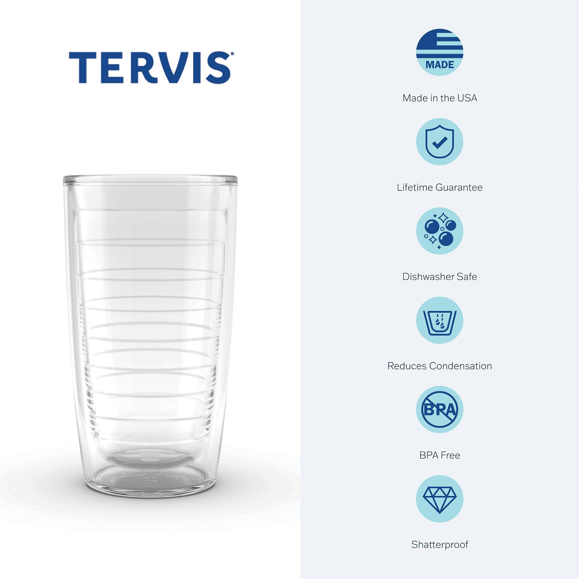 Tervis Tervis Clear & Colorful Tabletop Made in USA Double Walled Insulated Tumbler Travel Cup Keeps Drinks Cold & Hot, 16oz - 4pk, Clear