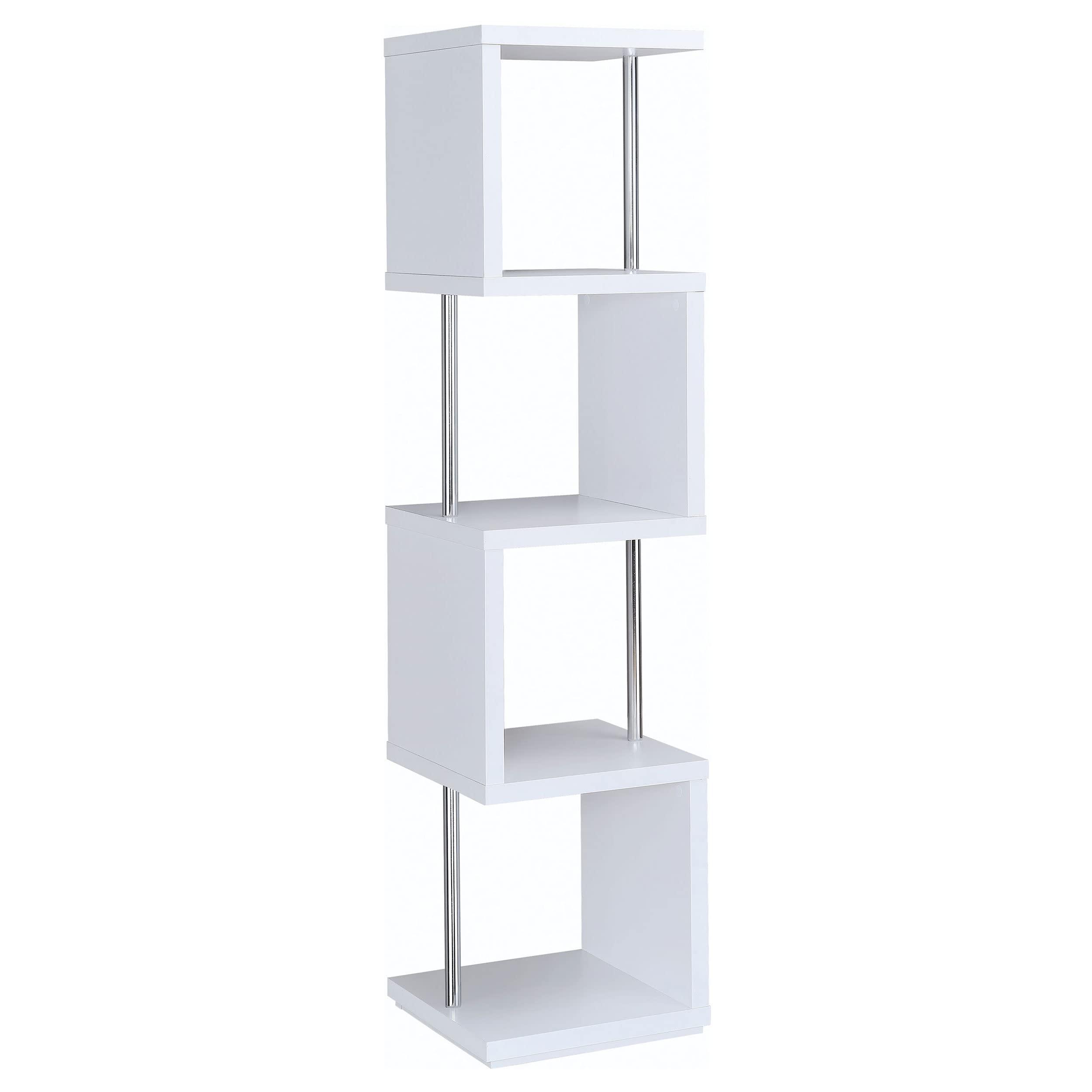 Coaster Home Furnishings Coaster Home Furnishings Baxter 67-inch 4-Shelf Bookshelf White and Chrome