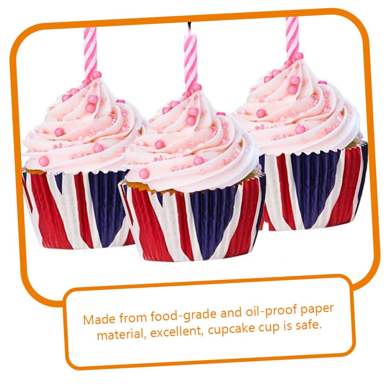 CATIEBYE CATIEBYE Heatproof 200pcs Union Jack Cake Cups British Flag Baking Muffin Cases Paper Liners for Baking Snacking