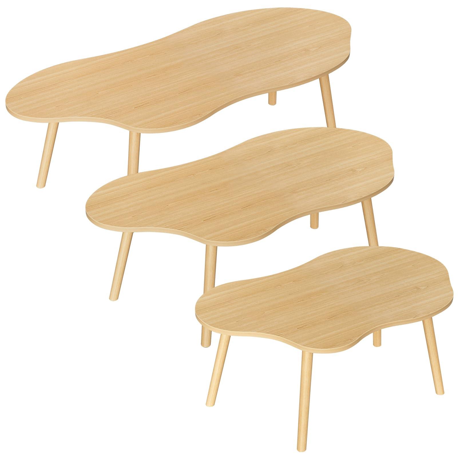 leasote leasote Cloud Coffee Table, Mid Century Modern Coffee Table, Small Coffee Table, Rustic Farmhouse Coffee Table Retro Accent Sofa Center Table for Living Room Easy Assembly 80 cm/31.5IN