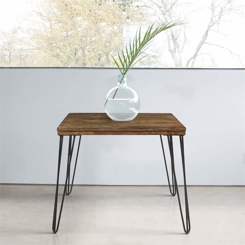 Home Square Home Square Wood End Table in Rustic Oak and Black - Set of 2