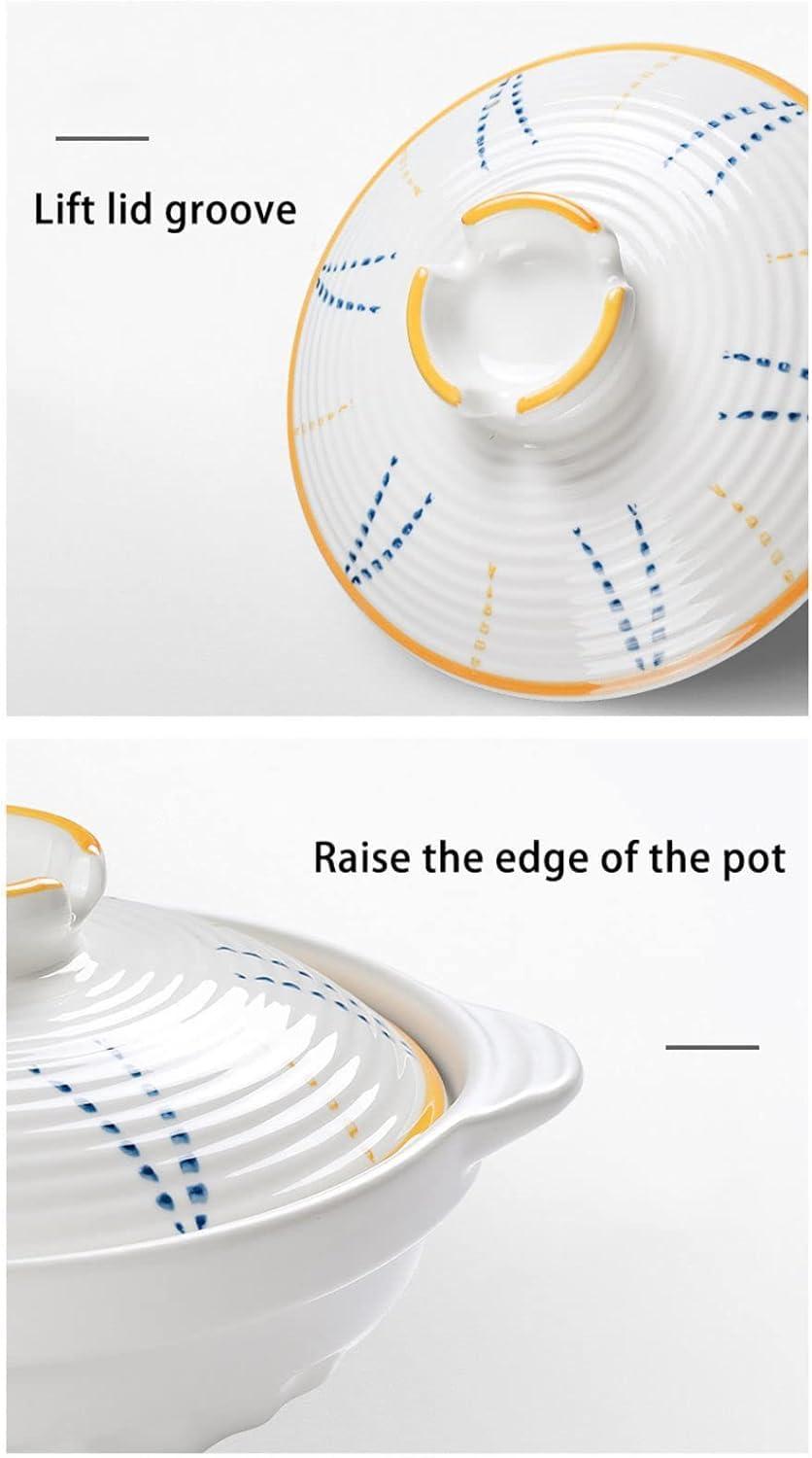 GRCQLWT GRCQLWT Casserole Pot with lid,Ceramic hot Pot, 1.6 Litre Casserole Dish with Lid, Ceramic Cookware, Shallow Casserole Stew Pot with Double Handle, Long-Lasti