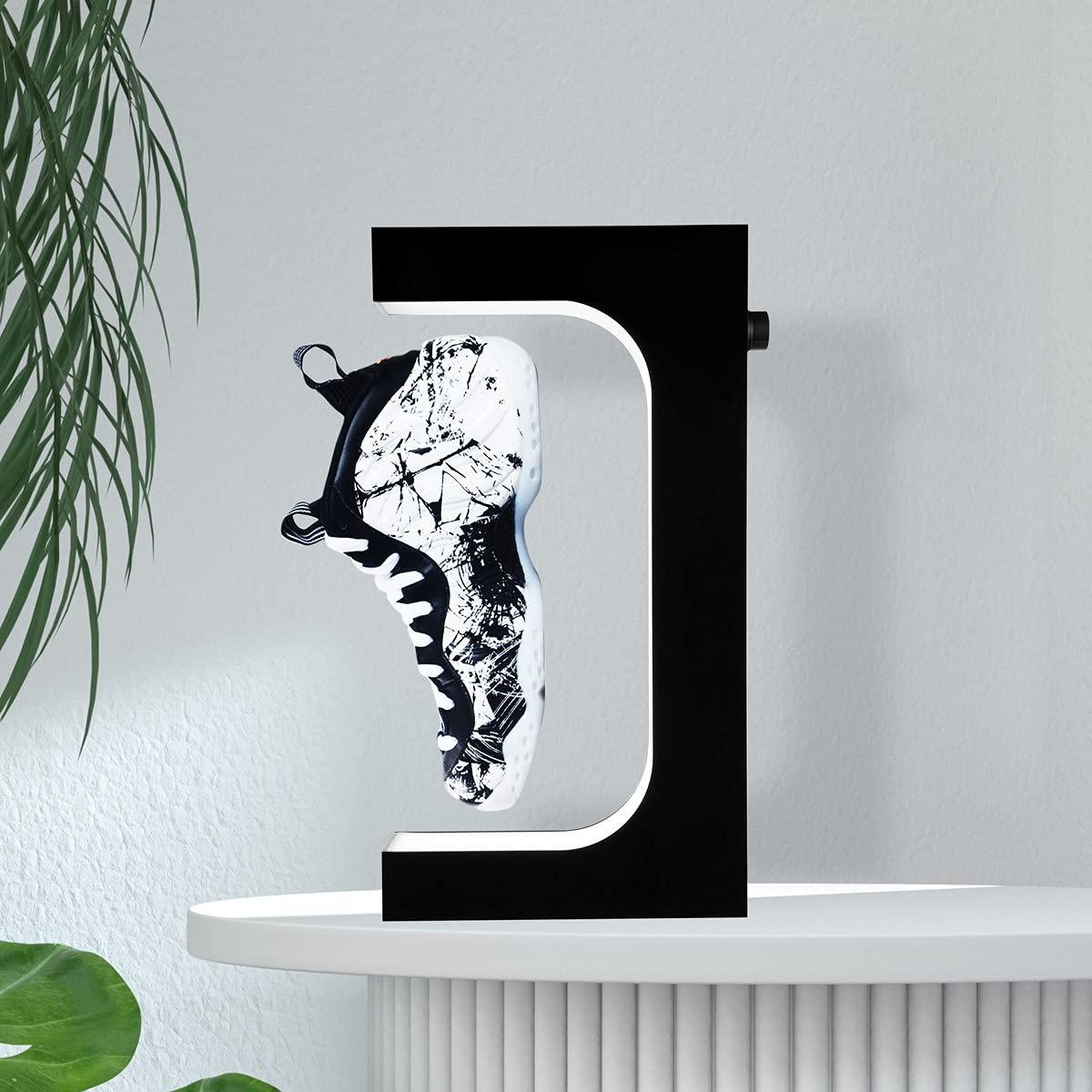 UVEHAS UVEHAS Floating Shoe Display Magnetic Levitation Sneaker Stand with LED Light Rotating Levitating Holder Rack for Shoes Collectors Advertising Exhibition Shoe Store Show Home Decoration, Black