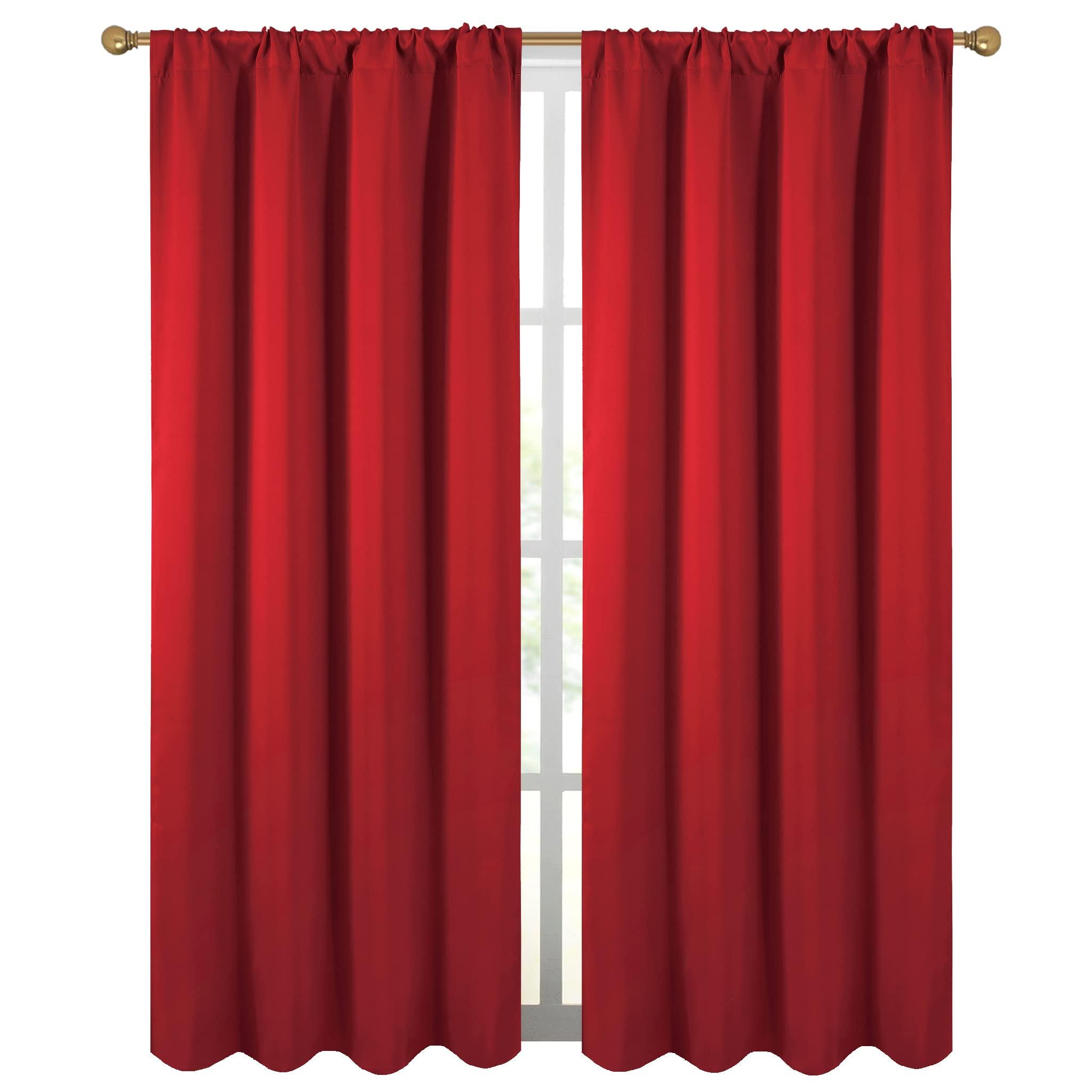 Diraysid Diraysid Red Blackout Curtains for Bedroom and Living Room Thermal Insulated Room Darkening Curtains Drapes, 52 x 84 inch, 2 Panels