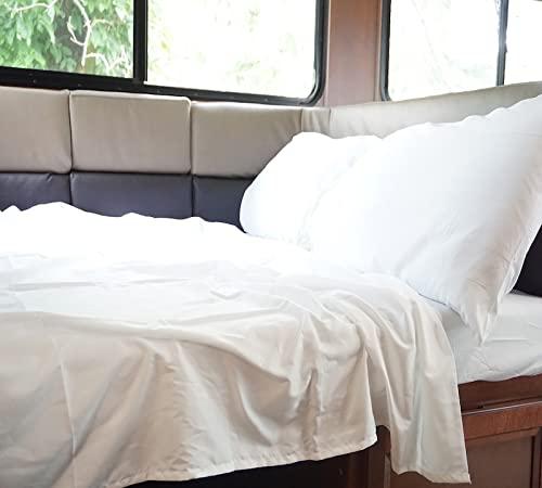 LuckShree LuckShree RV Sheets Striped Pattern RV Camper King 72\" X 80\" 4-PC Sheet Set 600 Thread-Count 100% Soft Luxury Egyptian Cotton Made for RV Camper Boat Motorhomes, 15-Inch Deep Pockets - Taupe Stripe