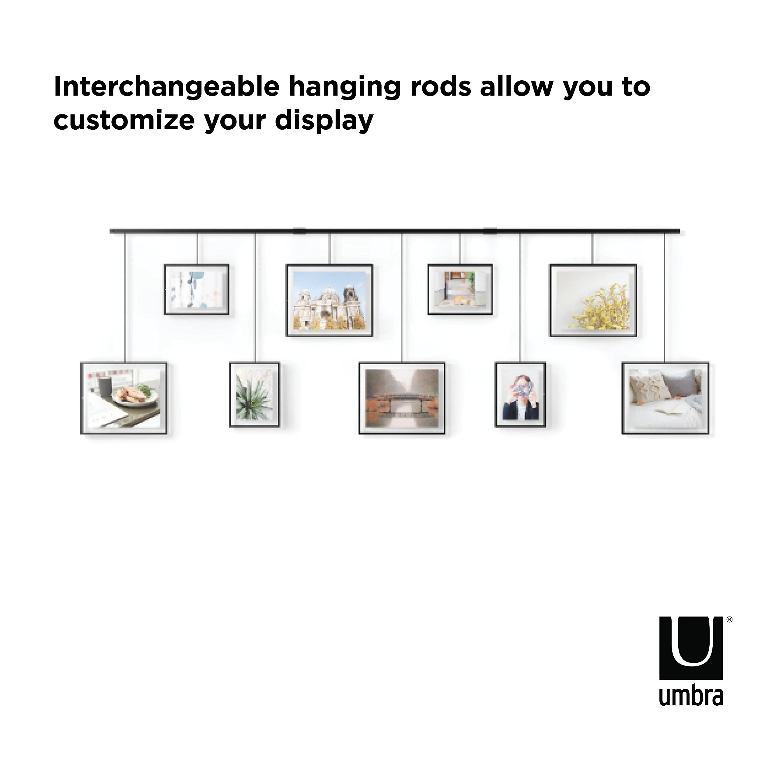 Umbra Umbra Exhibit Picture Frame Gallery Set, Adjustable Wall Collage Displays Nine Photos (Four 5x7\" and Five 8x10\"), Set of 9, Black