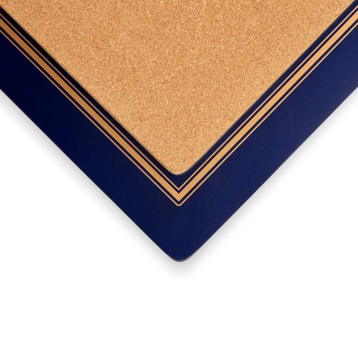 Pimpernel Pimpernel Classic Midnight Blue Collection Placemats | Set of 4 | Heat Resistant Mats | Cork-Backed Board | Hard Placemat Set for Dining Table | Measures 15.7” x 11.7”