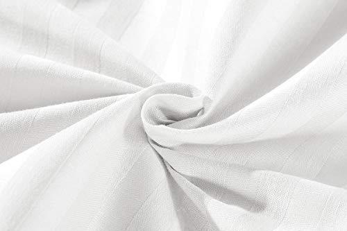 ARlinen Waterbed Sheets Super Single Size 600 Thread Count 100% Cotton 15 Inches -Deep Pockets- Attached Waterbed Sheet Set- 4 Piece - Hotel Luxury Bed - Extra Soft -White Stripe Bed Sheets -Super Single