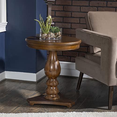 Powell Powell Hazelnut Round Top Finley Pedestal Accent Side Table