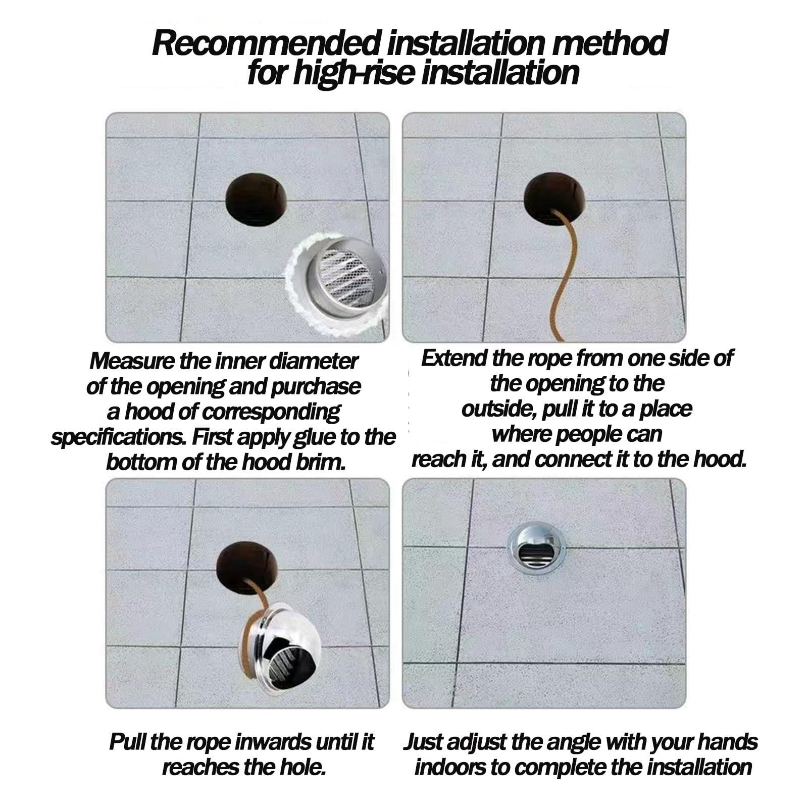 HUFIREHU Air Vent 100mm, Bull-Nose External Vent Stainless Steel Ventilation Cover Round Ventilation Extractor Outlet with Screen Mesh Stainless Steel Chimney Cap Chimney Caps for Outside(200mm)
