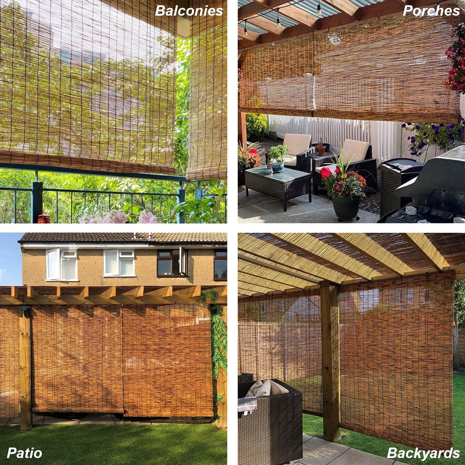 HIAPES HIAPES Bamboo Blinds - Outdoor Patio Shades, Breathable, Suitable for Decks, Porches, Balconies & Backyards