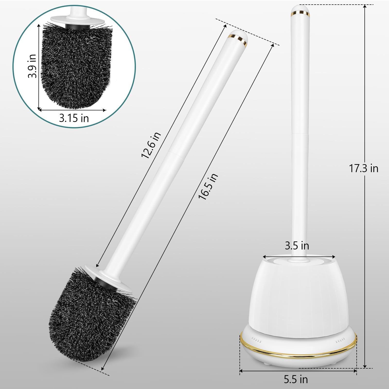 NairSnow Gold Toilet Brush Set Gray Toilet Brush and Holder Set, Toilet Bowl Cleaners with Solid Long Handle, Vented, drip-Proof. Easy to Assemble 2 Pack Elegant Toilet Scrubber Bathroom Accessories