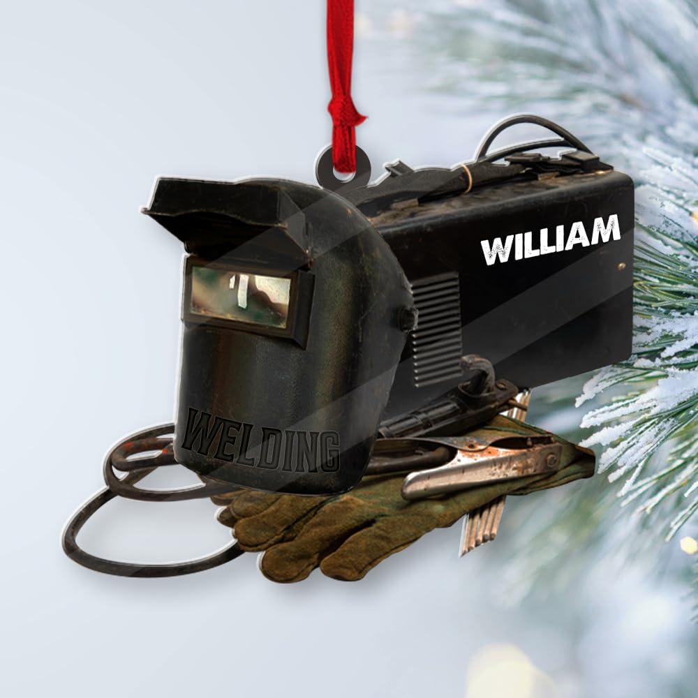 AlpadilAndCo Personalized Welder Christmas Acrylic Ornament, Custom Christmas Welders Gift for Men, Welding 2D Ornaments for Welder, Welding Supplies, Metal Worker Gifts, Ironworker Keepsake, Welder Tool Ornament