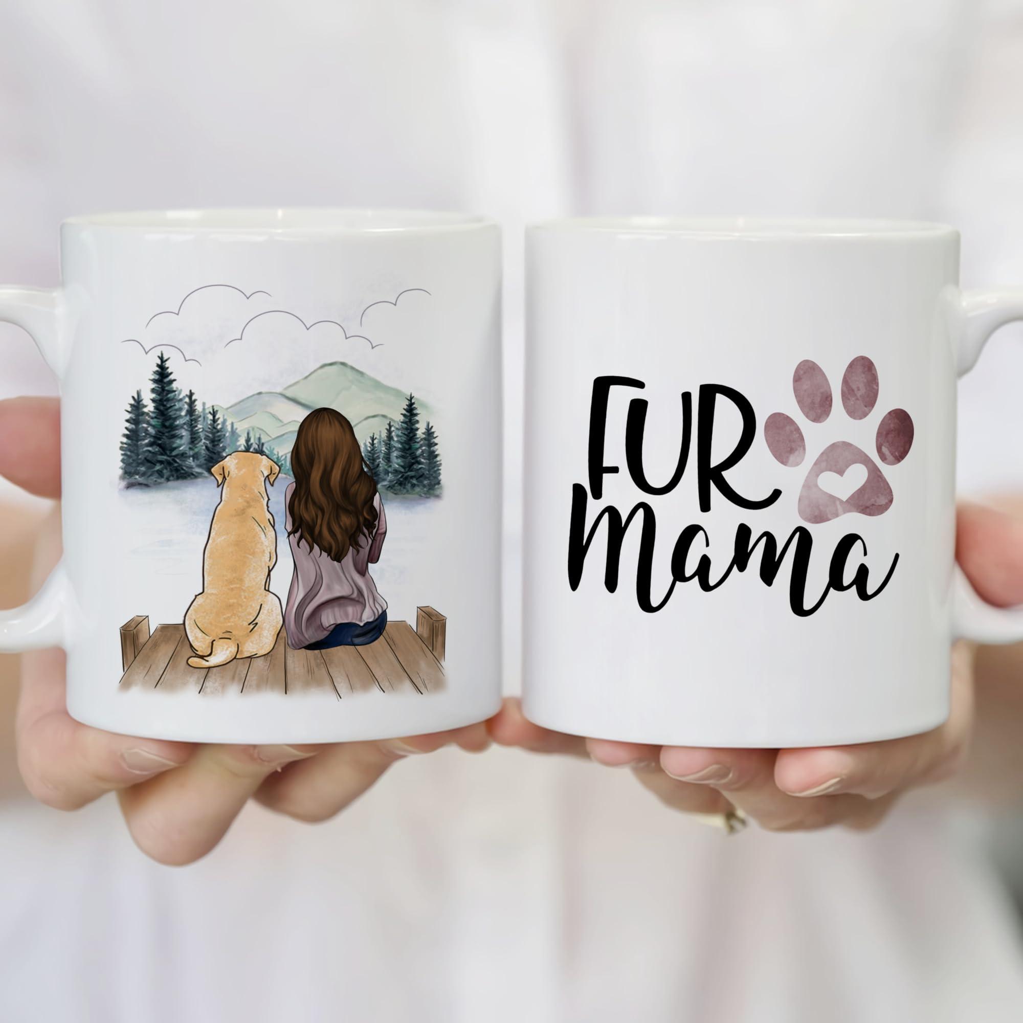 Gossby Gossby Dog Mom Coffee Mug - Gift for Golden Labrador Retriever Dog Lover - Birthday, Christmas Dog Mom Gift for Women - 11oz Ceramic Mug with Dog - A Girl and Her Dog Gift with Mountain - Fur Mama Mug