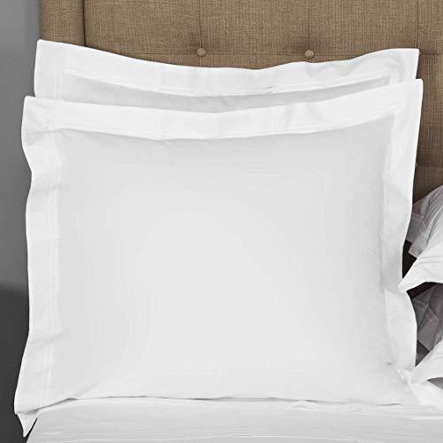 Crown Collection European Square Pillow Shams Set of 2 White 600 Thread Count 100% Natural Cotton pack of Two Euro 26 x 26 Pillow shams Cushion Cover, Cases Super Soft Decorative White, European 26''x26''