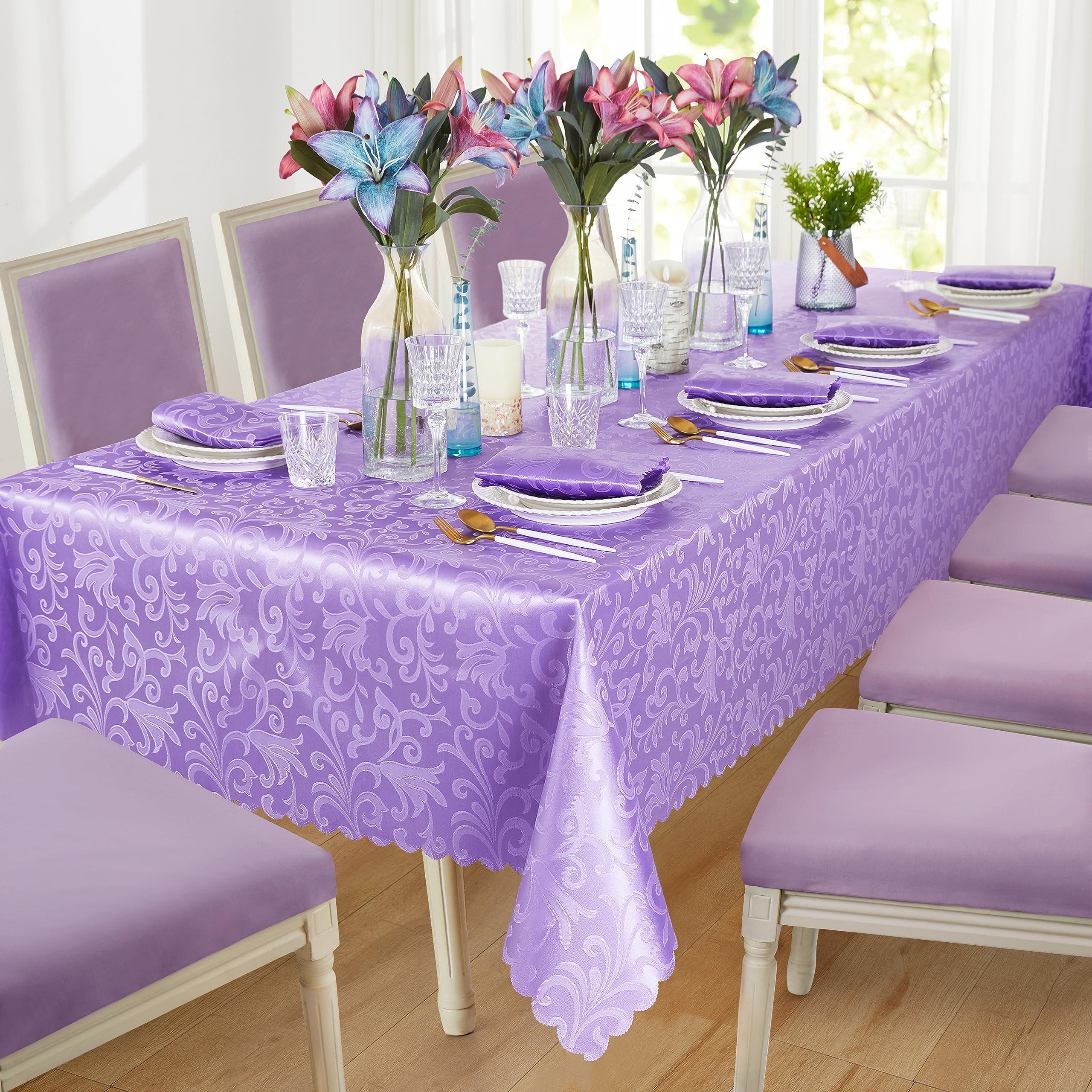 HommxJF HommxJF 12 Pieces Wave Scroll Damask Jacquard Satin Napkins Light Purple Cloth Napkins 17 x 17 inch,Water Resistant Spillproof Dinner Napkins for Restaurant Weddings Party Dinner Decoration