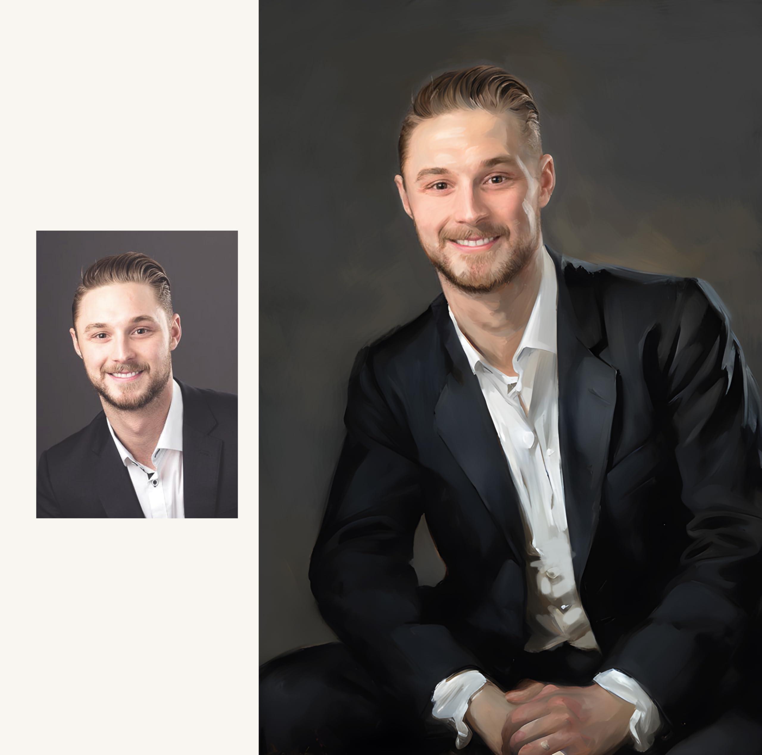 Generic Custom Portrait Painting from photo, Oil Portrait from your photo, Commission Portrait, Customized Portrait, Portrait on canvas, Wall Art, Print on canvas with partial manual work