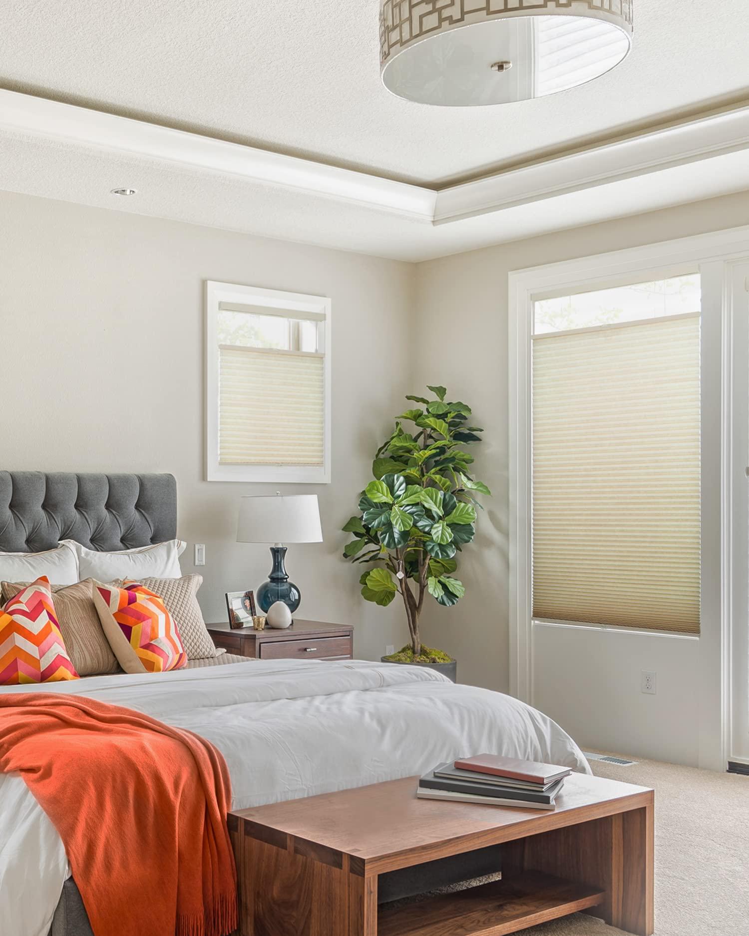 CHICOLOGY CHICOLOGY Cellular Shades, Top Down Bottom Up Shades, Blinds for Windows, Window Shades for Home, Door Blinds, Window Coverings, Cellular Blinds,Ecru - Light Filtering, 26.25" W x 48" H