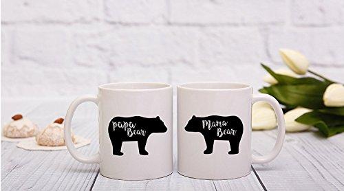 AW Fashions AW Fashions Mama Bear, Papa Bear Couples Mug - Funny Couple Mug - (2) 11OZ Coffee Mug - Funny Mug Set - Mugs For boyfriend and Girlfriend and Husband and wife