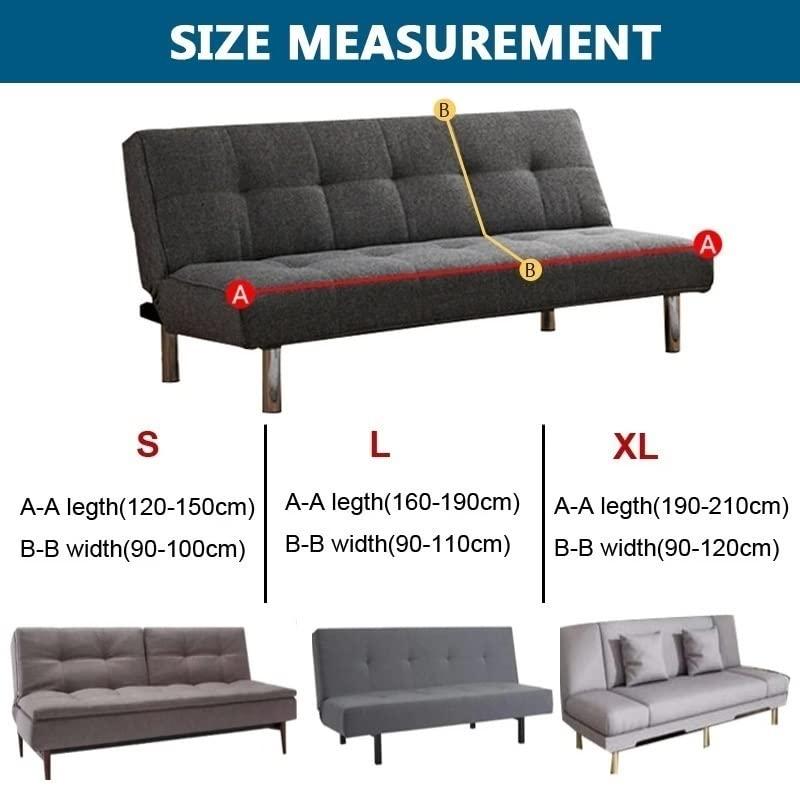 FIBITA Armless Sofa Bed Cover Stretch Futon Slipcover 2/3 Seater , Printed Spandex Armless Couch Cover Folding Armless Loveseat Furniture Protector with Elastic Bottom for Living Room ( Color : #18 , Size :