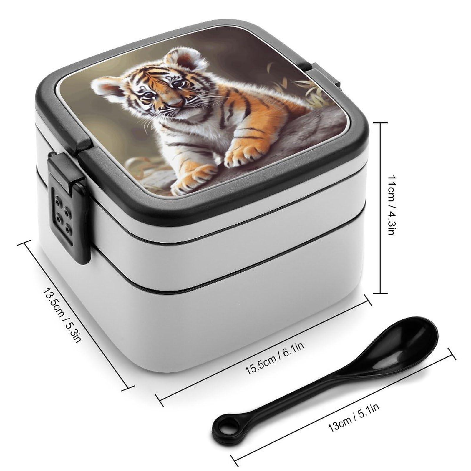 NHYDSPQ NHYDSPQ Double Layer Bento Box, Cute Tiger Stackable Lunch Box,Lunch Box,Double-Layer Bento Lunch Box For Adults with Spoon, style