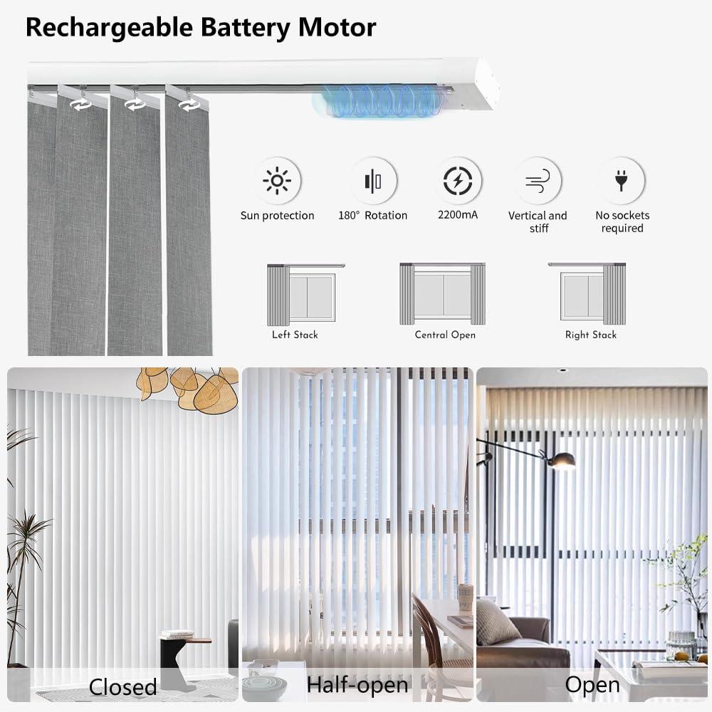 Blindify Blindify Motorized Vertical Blinds, Blackout Sliding Door Blinds Smart Vertical Blind Remote Control Blinds for Sliding Glass Door Customize (Cozy Beige)