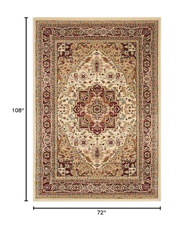 Safavieh SAFAVIEH Lyndhurst Collection Area Rug - 6' x 9', Ivory & Red, Traditional Oriental Design, Non-Shedding & Easy Care, Ideal for High Traffic Areas in Living Room, Bedroom (LNH330A)